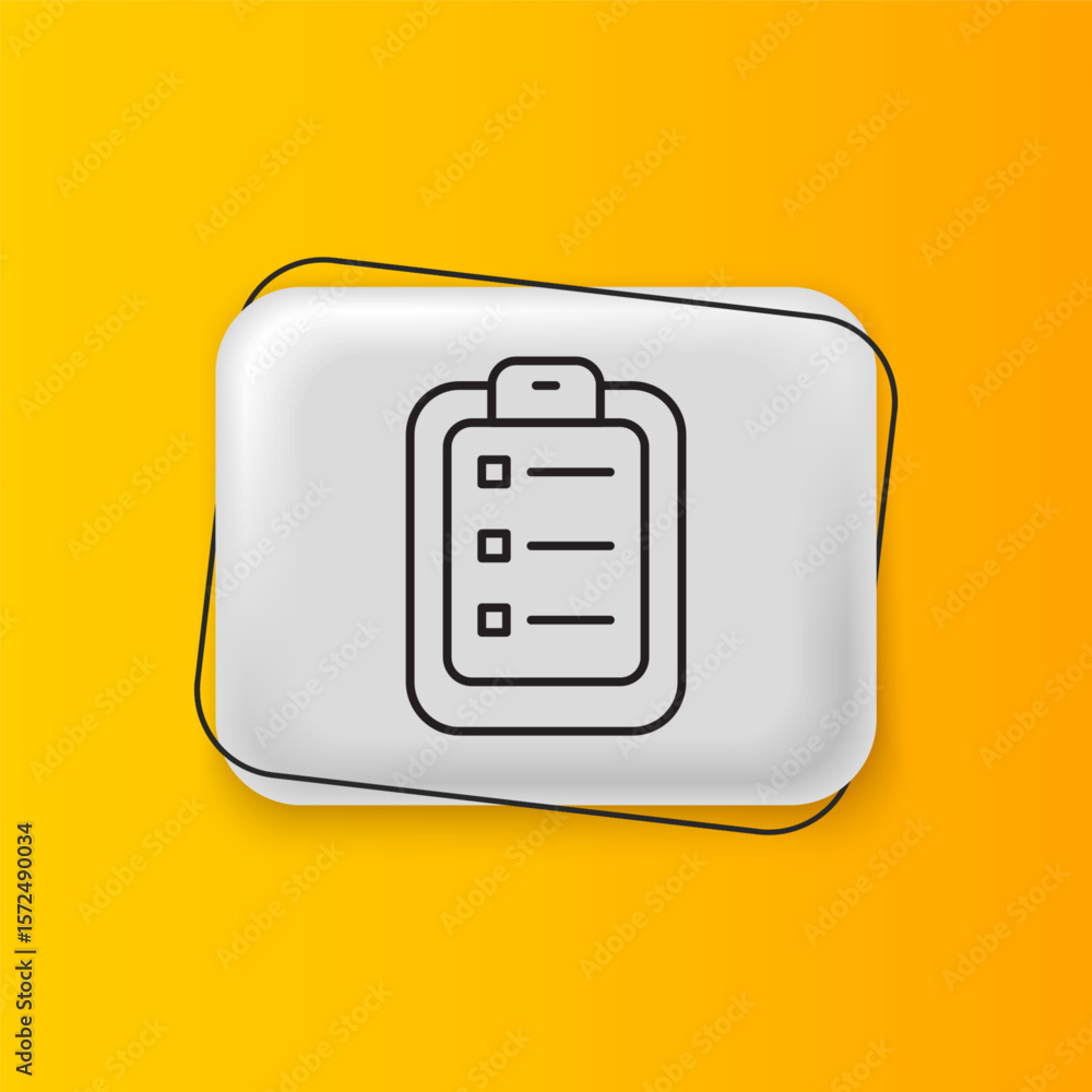 Poster black to do list or planning icon isolated on yellow background. silver rectangle button. vector