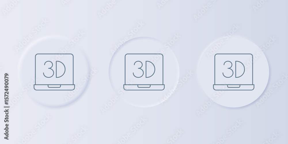 Fototapete Grey 3D printer icon isolated on grey background. 3d printing. Set icons in square buttons. Vector