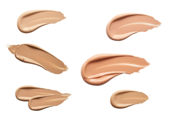 Nude and Tan Foundation Cream Smear Set Multiple shades of beige and tan foundation swatches