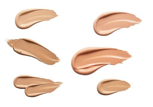 Nude and Tan Foundation Cream Smear Set Multiple shades of beige and tan foundation swatches