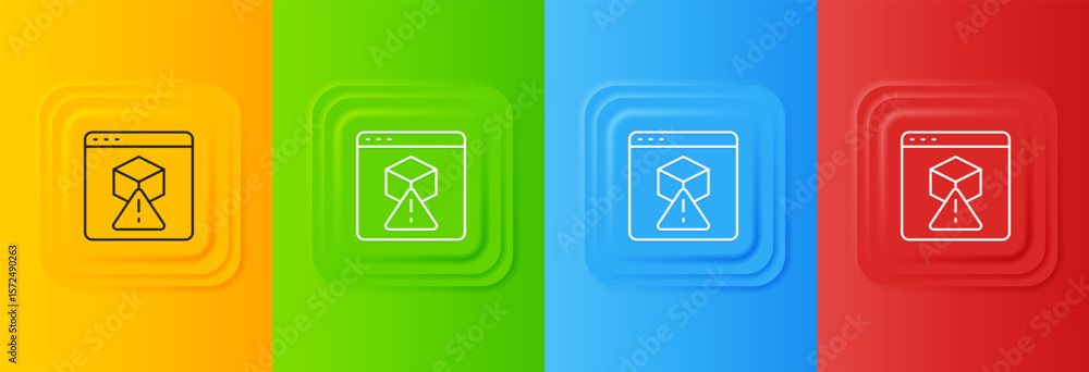 Poster white 3d printer icon isolated on colorful background. 3d printing. set icons in square buttons. vec