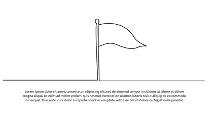 One line of billowing flag. Abstract minimal continuous line.