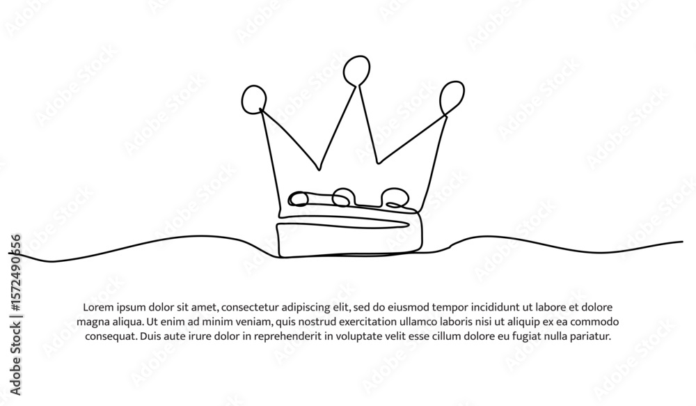 Poster one line of crown. abstract minimal continuous line.