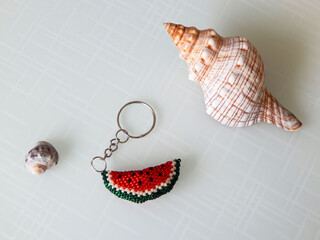 Handmade beads slice-shaped key chain