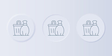 Grey Trash can icon isolated on grey background. Garbage bin sign. Recycle basket icon. Office trash icon. Set icons in square buttons. Vector