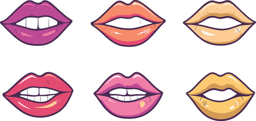 Lips Six Colorful Lip Designs for Digital Projects
