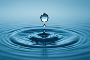 Serene water droplet creating ripples.