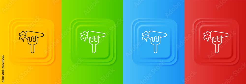 Poster white carrot icon isolated on colorful background. set icons in square buttons. vector