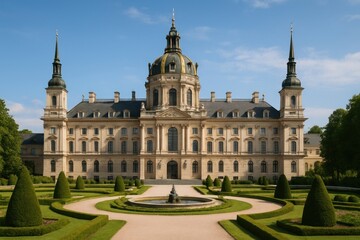 Elegant historic palace architecture garden