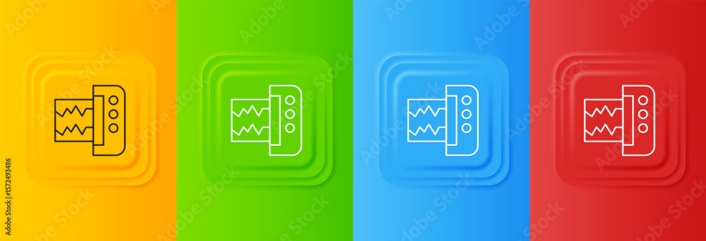 Poster white seismograph icon isolated on colorful background. earthquake analog seismograph. set icons in 