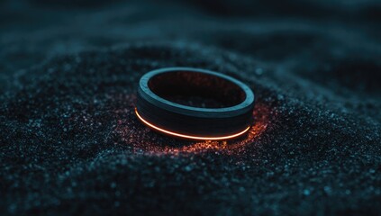 Dark ring, glowing orange line, black sand