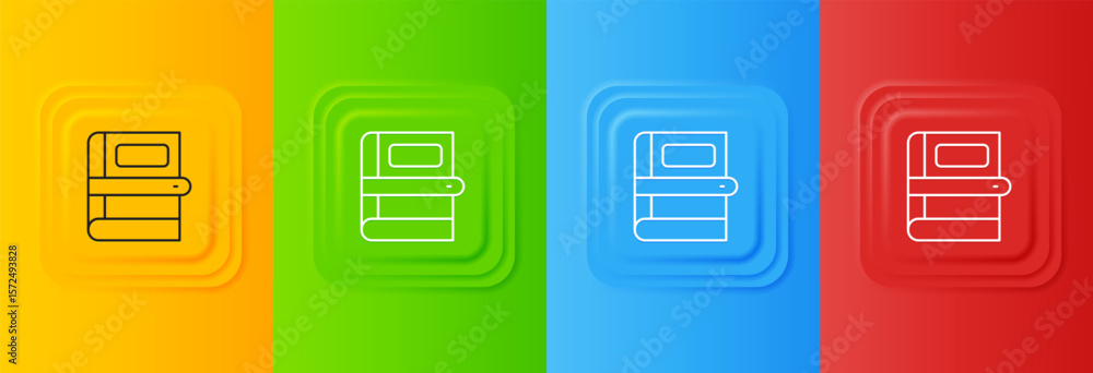 Poster white book icon isolated on colorful background. set icons in square buttons. vector