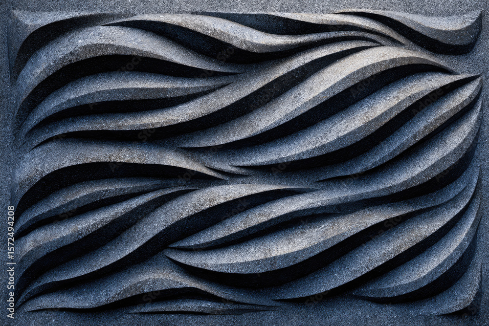 Poster hand cut soapstone with subtle ridges wavy pattern textured surface gray color abstract design artis