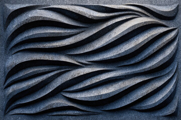 Hand cut soapstone with subtle ridges wavy pattern textured surface gray color abstract design artistic carving modern style smooth finish elegant decorative art