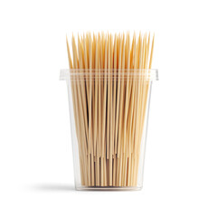 Wooden Toothpicks in Transparent Container on a Transparent Background