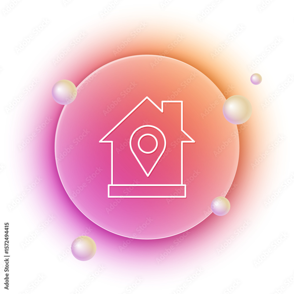 Poster white map pointer with house icon isolated on white background. home location marker symbol. orange 