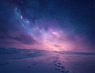 Milky Way over snowy desert