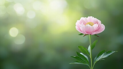 Delicate Pink Flower with Soft Green Background and Gentle Light