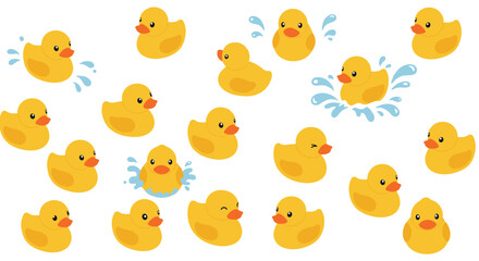 Cute rubber duck patterns with splash elements for kids' designs