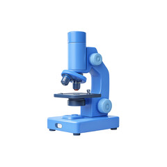 3d blue microscope isolated on a transparent background, in a PNG format