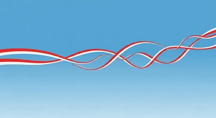Red and White Ribbon Sky — Flowing National Colors Against the Blue of August