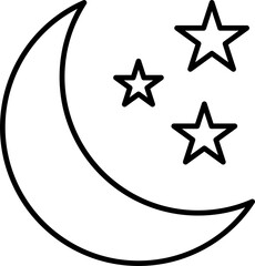 Moon and star outline icon for your web design, logo, UI. illustration