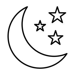 Moon and star outline icon vector for your web design, logo, UI. illustration