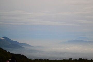 Obraz premium Misty Mountain Landscape Serene View from a High Altitude
