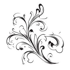 Abstract floral background with vintage black rose and leaf swirl pattern illustration