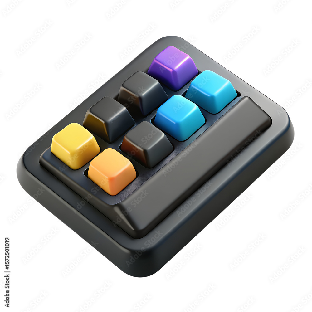 Poster 3d black keyboard icon with colorful keycaps