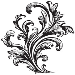 Abstract floral background with vintage black rose and leaf swirl pattern illustration