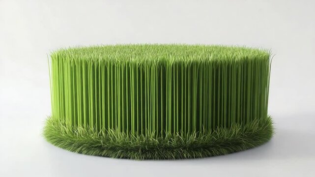 Lush green grass patch isolated on a white background.