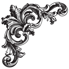 Abstract floral background with vintage black rose and leaf swirl pattern illustration