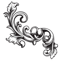 Abstract floral background with vintage black rose and leaf swirl pattern illustration