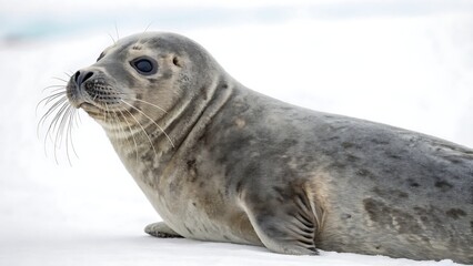 Atlantic grey seal, though a mammal, coastal, isolated on a white background. AI GENERATED.
