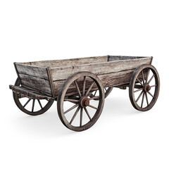 Fototapeta premium Vintage Wooden Cart with Poked Wheels on a Transparent Background