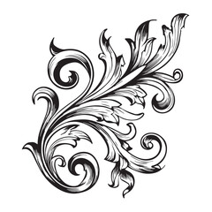 Abstract floral background with vintage black rose and leaf swirl pattern illustration