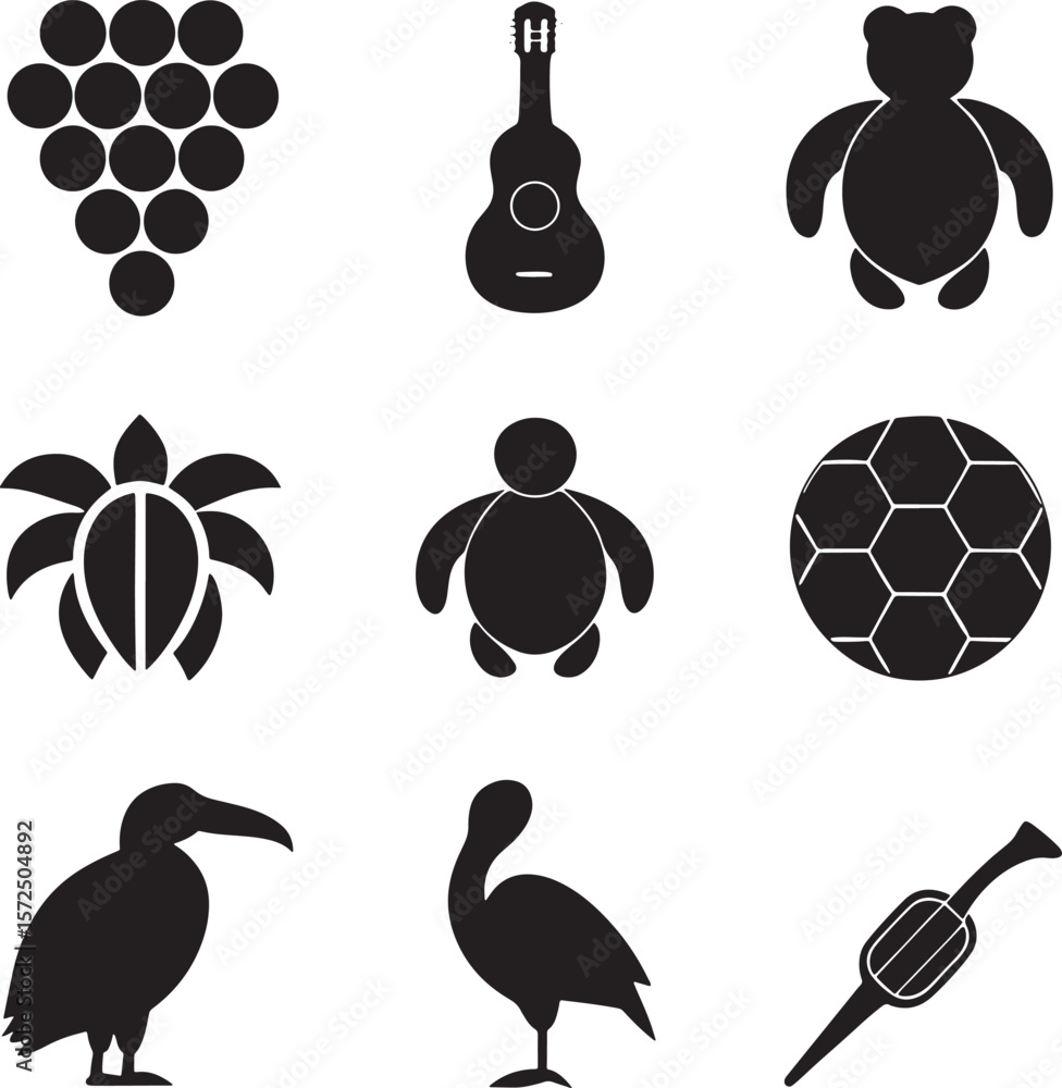 Poster abstract geometric pattern with vibrant color accents and a distinctive silhouette element