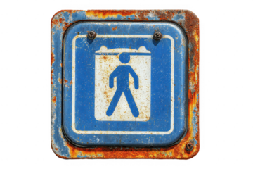 Rusty Pedestrian Sign in Park