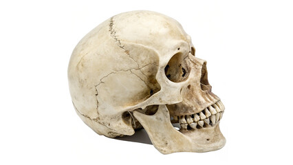 Side View of a Human Skull Presented on a transparent background