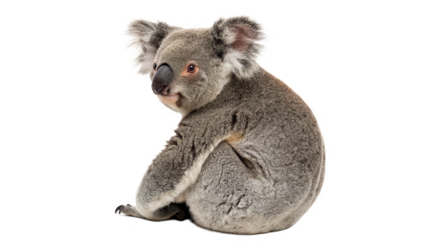 Adorable koala sitting on transparent background