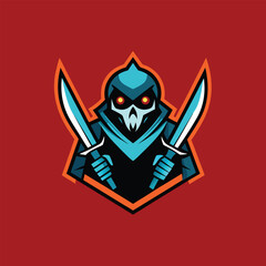 Aggressive Gaming Mascot Logo – Ninja Warrior with Gun | E sports Team, Streaming & YouTube Branding sport, emblem, mascot, team, badge, logotype, design, club, game, graphic