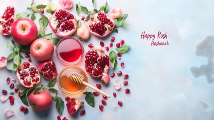 Celebrate rosh hashanah with apples, pomegranates, and honey for a sweet new year festivity