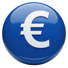 Fototapeta premium Blue euro symbol icon isolated on transparent background