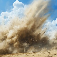 Obraz premium Ground explosion creating dramatic debris storm scene high resolution picture