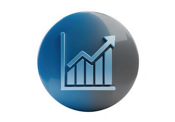 Growth chart icon with arrow isolated on transparent background