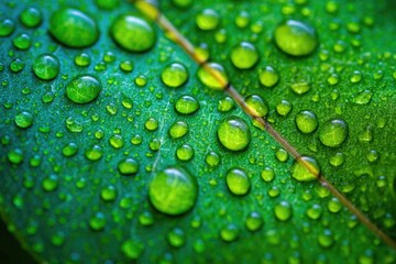 Fresh Green Leaf with Dew's Serene Beauty