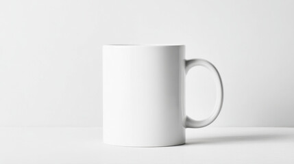 Obraz premium Realistic mock-up of a white ceramic mug with a simple design isolated on white background