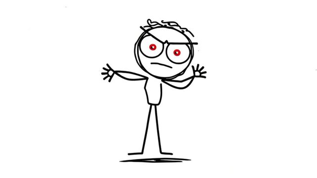 Frowning Stick Figure Showing Disapproval