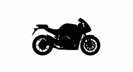 Obraz premium Racing Motorcycle Silhouette Side View Isolated on White Background